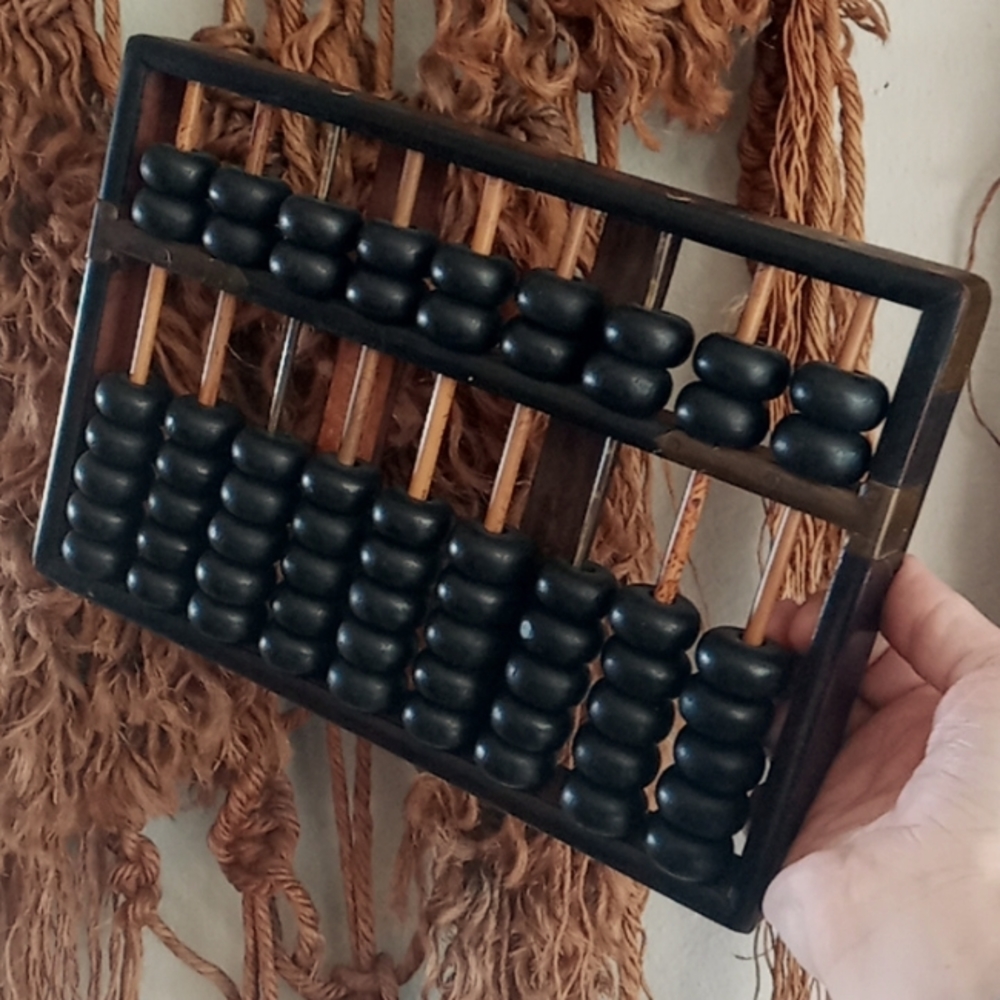 Vintage Chinese Wood + Brass Abacus